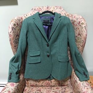 J. Crew emerald green blazer size 12T 100% WOOL